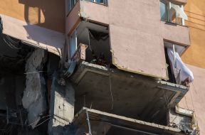 Residential building damaged by shelling