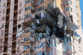 Residential building damaged by shelling