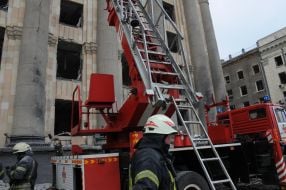 Rescue operation in the Kharkiv Regional State Administration after rocket attacks by the Russian military occupiers