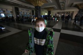 Boy in a medical mask