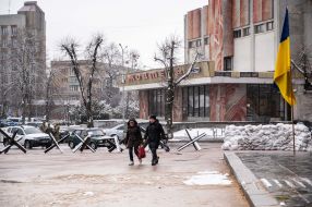 Anti-tank hedgehogs on the streets of Zhytomyr