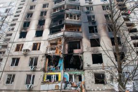 Residential building in the dormitory district of Kharkiv destroyed after shelling by Russian military occupiers