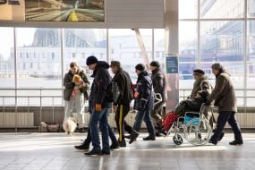 People at the train station