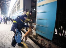 People at the train station