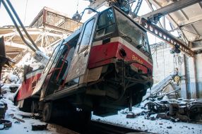 Destruction Saltovsky tram depot in Kharkiv