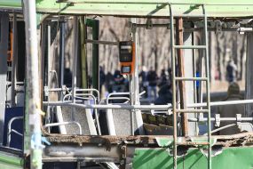 Consequences of falling rocket fragments in Kyiv