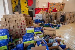 Humanitarian aid for IDPs in one of the schools in Drohobych