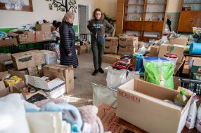 Humanitarian aid for IDPs in one of the schools in Drohobych