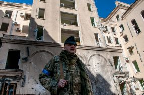 The destroyed building of the Regional State Administration in Kharkov