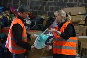Volunteer staff of humanitarian aid in Lviv region