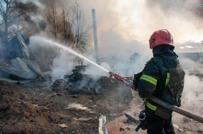 A fire caused by the shelling of Kharkiv