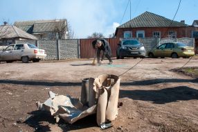 Parts of a shell that hit a private house