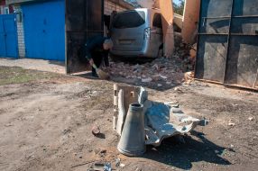 Parts of a shell that hit a private house