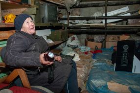 Woman  in a bomb shelter