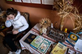 A girl in a dormitory in Drohobych