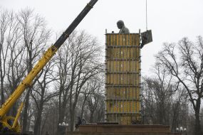 Monument to Taras Shevchenko in a special protective structure