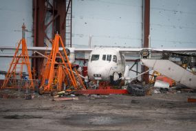 Destroyed plane at Gostomel airport