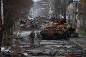 Destroyed equipment of the Russian army in Bucha
