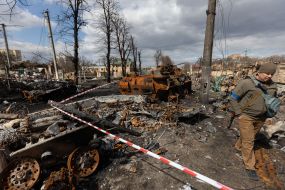 Destroyed equipment of the Russian army in Bucha
