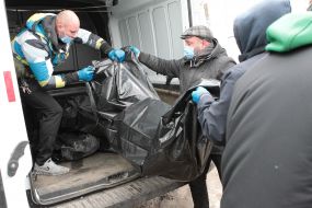 The body of a murdered civilian Bucha