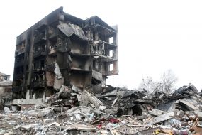 The building was destroyed by shelling and explosions in Borodyanka