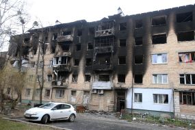 The building was destroyed by shelling and explosions in Borodyanka
