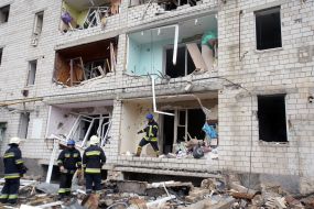 The building was destroyed by shelling and explosions in Borodyanka