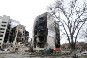 The building was destroyed by shelling and explosions in Borodyanka