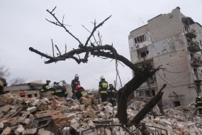 The building was destroyed by shelling and explosions in Borodyanka