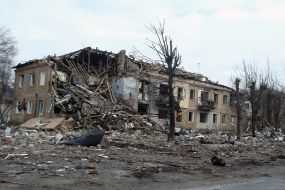 The building was destroyed by shelling and explosions in Borodyanka