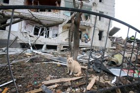 The building was destroyed by shelling and explosions in Borodyanka