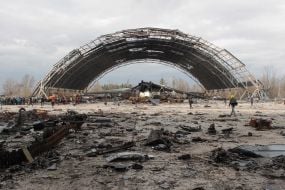 Destroyed by the Russian occupiers the world's largest aircraft AN-225 Dream in the hangar at the airport in Gostomel