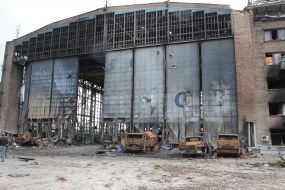 The airfield in Gostomel destroyed by the Russian occupiers