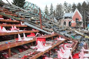 The Yuri Gagarin Stadium in Chernihiv was destroyed