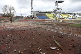 The Yuri Gagarin Stadium in Chernihiv was destroyed