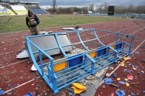 The Yuri Gagarin Stadium in Chernihiv was destroyed