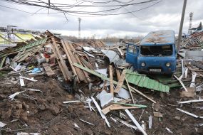 The Yuri Gagarin Stadium in Chernihiv was destroyed