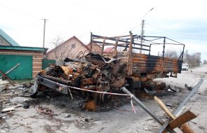 Russian military equipment burned down