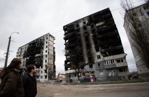 Destroyed houses in Borodyanka