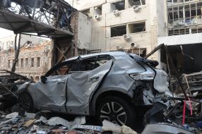 Burned car after the Russian rocket R-500 "Kalіbr" was fired near Kharkiv