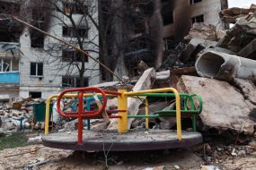 Destroyed playground in Borodyanka