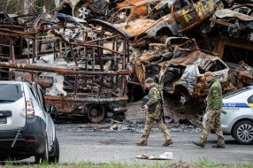 Burned cars in Irpіn