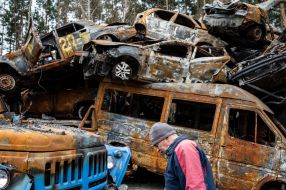 Burned cars in Irpіn