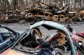 Burned cars in Irpіn
