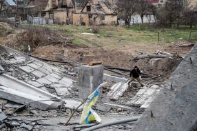 Destroyed bridge in Irpіn