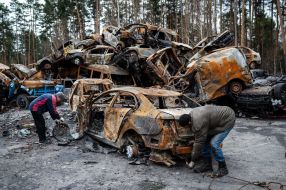 Burned cars in Irpіn