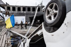 Destroyed bridge in Irpіn