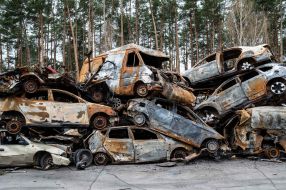 Burned cars in Irpіn