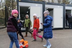 Immigrant children play in Lviv