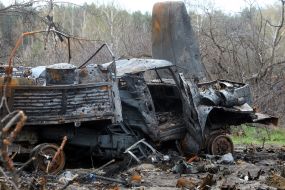 Згоріла російська вантажівка в селі Бервиця